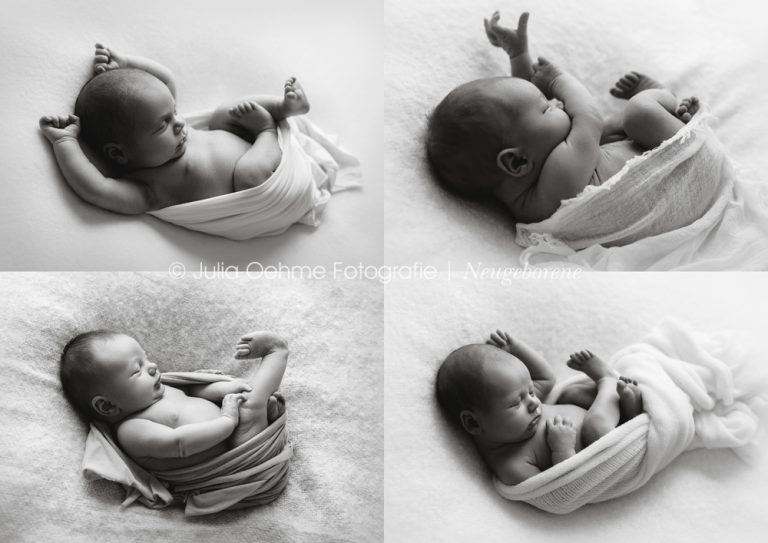 natürliche babyfotos vier babys in gleicher pose neugeborene fotoshooting julia oehme in leipzig